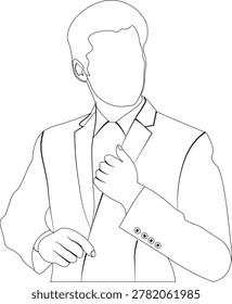 Minimal corporate man outline vector illustration with clean line art and professional business style. Suitable for office, business presentation, marketing, social media, and digital design projects.