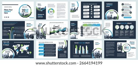 Minimal Corporate Presentation Template – 12 Page Modern Business Slide Deck with Blue Green Geometric Circle Elements