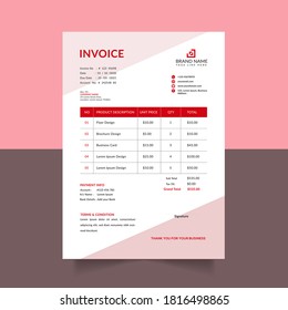 Minimal corporate red light and dark variation invoice template Premium vector