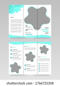 Prospecto de tres pliegues mínimo corporativo, Diseño de la cubierta del libro de texto. Image Add Feature, Business and Print Ready Resumen de tres folletos plegables, plantilla de folleto. Único, Geométrico, Ejemplo, Marketing.