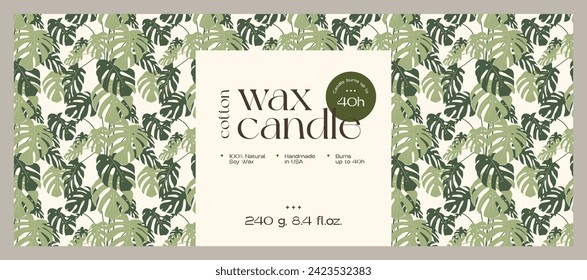 Minimal cosmetics label design template for soy wax candle 