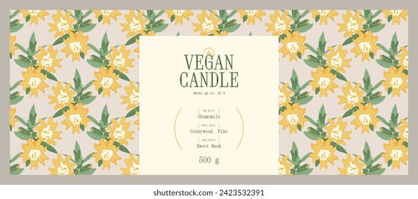 Minimal cosmetics label design template for soy wax candle 