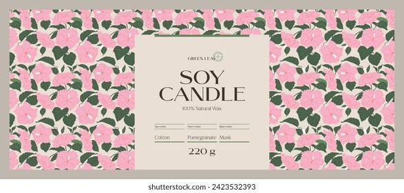 Minimal cosmetics label design template for soy wax candle 