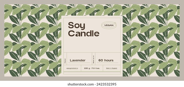 Minimal cosmetics label design template for soy wax candle 