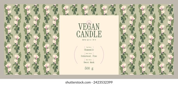Minimal cosmetics label design template for soy wax candle 