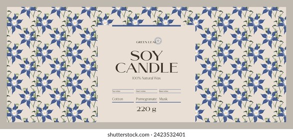 Minimal cosmetics label design template for soy wax candle 