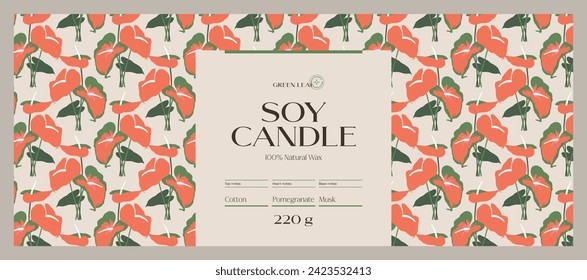 Plantilla mínima de diseño de etiquetas cosméticas para velas de cera de soja 