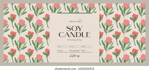 Minimal cosmetics label design template for soy wax candle 