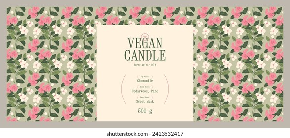 Minimal cosmetics label design template for soy wax candle 