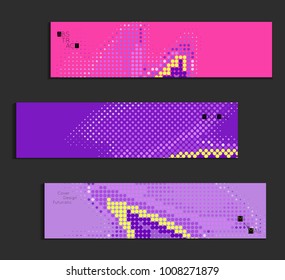 Minimal cover banner template. Geometric halftone gradient texture. Futuristic abstract modern pattern with halftone color effect creating digital art.