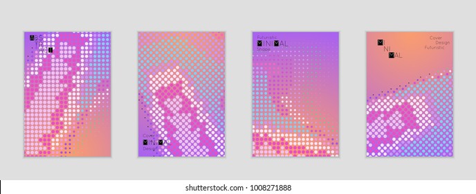 Minimal cover banner template. Geometric halftone gradient texture. Futuristic abstract modern pattern with halftone color effect creating digital art.