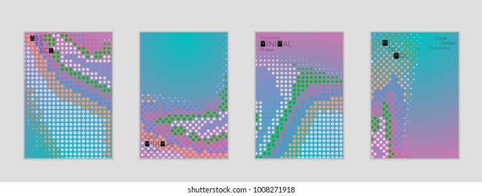 Minimal cover banner template. Geometric halftone gradient texture. Futuristic abstract modern pattern with halftone color effect creating digital art.