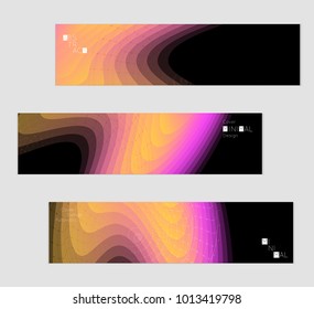 Minimal cover banner template. Geometric halftone colorful gradient texture. Futuristic abstract modern pattern with fluid colors creating digital art. Fluid gradient shape with transparent blend.
