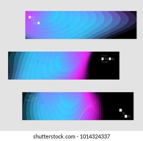 Minimal cover banner template. Geometric halftone colorful gradient texture. Futuristic abstract modern pattern with fluid colors creating digital art. Fluid gradient shape with transparent blend.