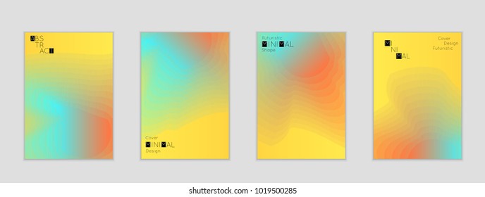Minimal cover banner template. Geometric halftone colorful gradient texture. Futuristic abstract modern pattern with fluid colors creating digital art. Fluid gradient shape with transparent blend.
