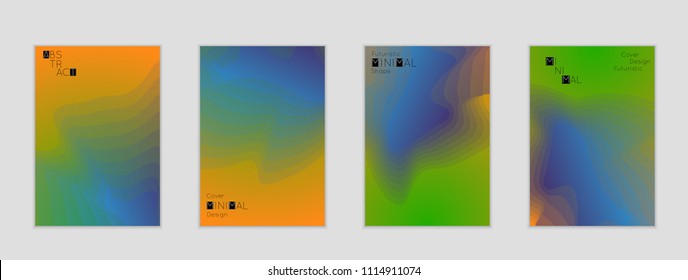 Minimal cover banner template. Geometric halftone colorful gradient texture. Futuristic abstract modern pattern with fluid colors creating digital art. Fluid gradient shape with transparent blend.