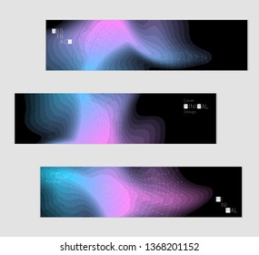 Minimal cover banner template. Geometric halftone colorful gradient texture. Futuristic abstract modern pattern with fluid colors creating digital art. Fluid gradient shape with transparent blend.