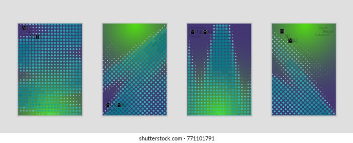 Minimal cover banner template. Geometric halftone gradient texture. Futuristic abstract modern pattern with halftone color effect creating digital art.