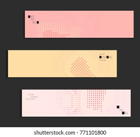 Minimal cover banner template. Geometric halftone gradient texture. Futuristic abstract modern pattern with halftone color effect creating digital art.