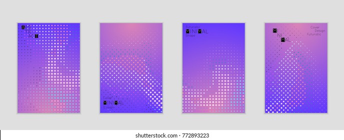 Minimal cover banner template. Geometric halftone gradient texture. Futuristic abstract modern pattern with halftone color effect creating digital art.