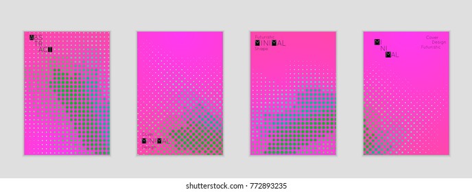 Minimal cover banner template. Geometric halftone gradient texture. Futuristic abstract modern pattern with halftone color effect creating digital art.