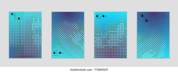 Minimal cover banner template. Geometric halftone gradient texture. Futuristic abstract modern pattern with halftone color effect creating digital art.
