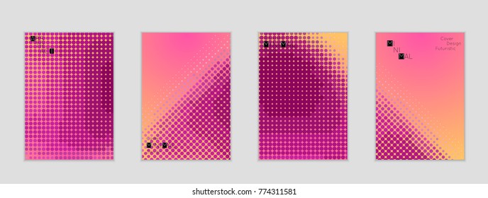 Minimal cover banner template. Geometric halftone gradient texture. Futuristic abstract modern pattern with halftone color effect creating digital art.