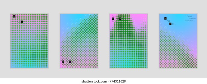 Minimal cover banner template. Geometric halftone gradient texture. Futuristic abstract modern pattern with halftone color effect creating digital art.