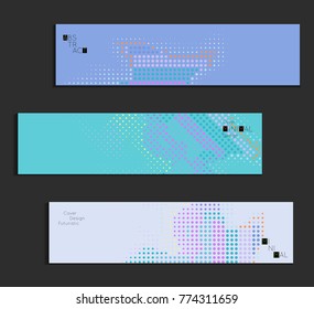 Minimal cover banner template. Geometric halftone gradient texture. Futuristic abstract modern pattern with halftone color effect creating digital art.