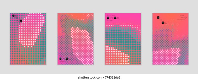 Minimal cover banner template. Geometric halftone gradient texture. Futuristic abstract modern pattern with halftone color effect creating digital art.