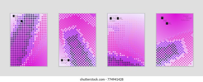 Minimal cover banner template. Geometric halftone gradient texture. Futuristic abstract modern pattern with halftone color effect creating digital art.