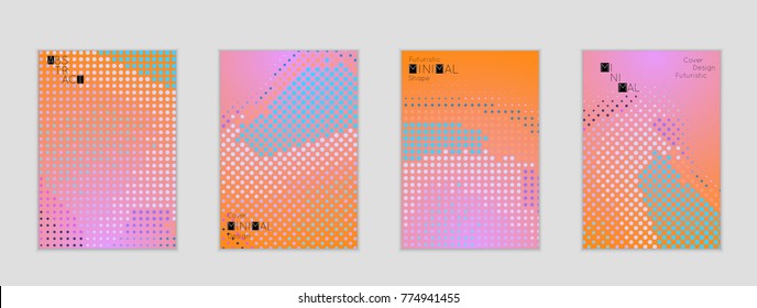 Minimal cover banner template. Geometric halftone gradient texture. Futuristic abstract modern pattern with halftone color effect creating digital art.