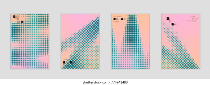 Minimal cover banner template. Geometric halftone gradient texture. Futuristic abstract modern pattern with halftone color effect creating digital art.