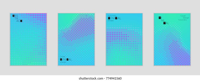 Minimal cover banner template. Geometric halftone gradient texture. Futuristic abstract modern pattern with halftone color effect creating digital art.