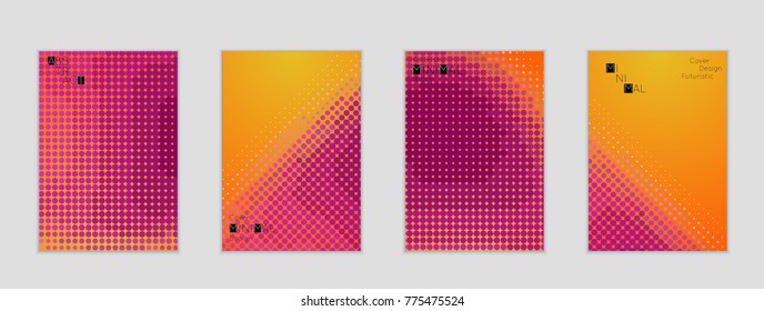 Minimal cover banner template. Geometric halftone gradient texture. Futuristic abstract modern pattern with halftone color effect creating digital art.