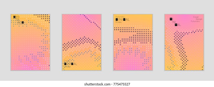 Minimal cover banner template. Geometric halftone gradient texture. Futuristic abstract modern pattern with halftone color effect creating digital art.