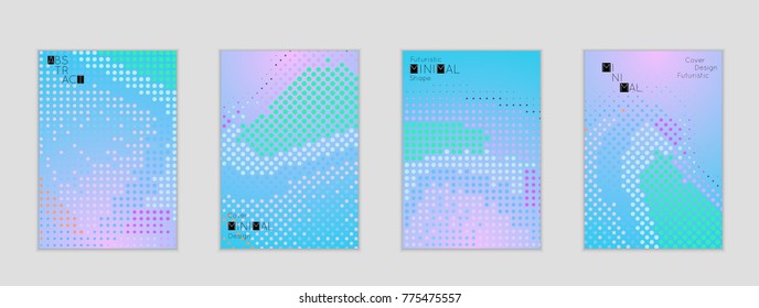 Minimal cover banner template. Geometric halftone gradient texture. Futuristic abstract modern pattern with halftone color effect creating digital art.