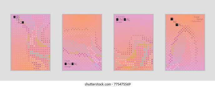 Minimal cover banner template. Geometric halftone gradient texture. Futuristic abstract modern pattern with halftone color effect creating digital art.