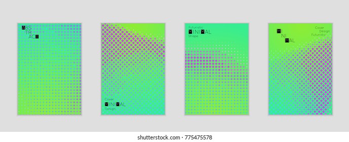 Minimal cover banner template. Geometric halftone gradient texture. Futuristic abstract modern pattern with halftone color effect creating digital art.