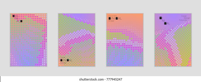 Minimal cover banner template. Geometric halftone gradient texture. Futuristic abstract modern pattern with halftone color effect creating digital art.