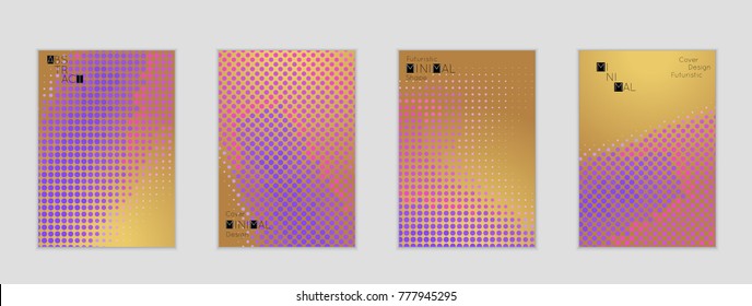 Minimal cover banner template. Geometric halftone gradient texture. Futuristic abstract modern pattern with halftone color effect creating digital art.