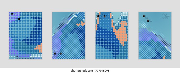Minimal cover banner template. Geometric halftone gradient texture. Futuristic abstract modern pattern with halftone color effect creating digital art.