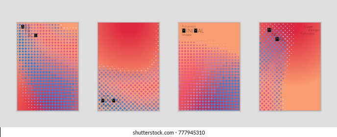 Minimal cover banner template. Geometric halftone gradient texture. Futuristic abstract modern pattern with halftone color effect creating digital art.
