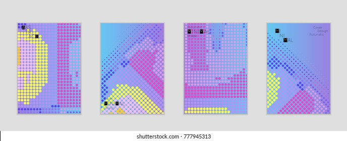 Minimal cover banner template. Geometric halftone gradient texture. Futuristic abstract modern pattern with halftone color effect creating digital art.