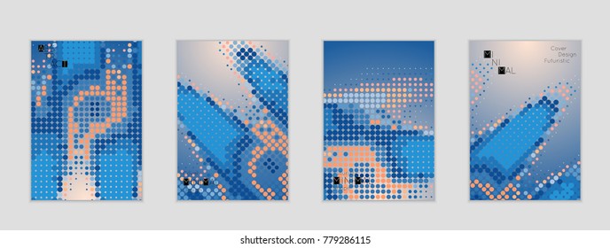 Minimal cover banner template. Geometric halftone gradient texture. Futuristic abstract modern pattern with halftone color effect creating digital art.