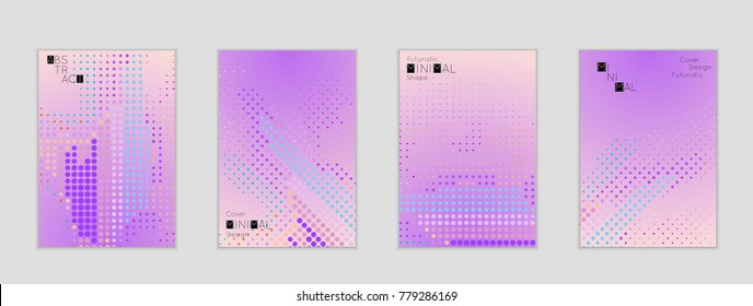 Minimal cover banner template. Geometric halftone gradient texture. Futuristic abstract modern pattern with halftone color effect creating digital art.