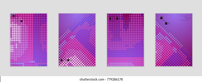 Minimal cover banner template. Geometric halftone gradient texture. Futuristic abstract modern pattern with halftone color effect creating digital art.
