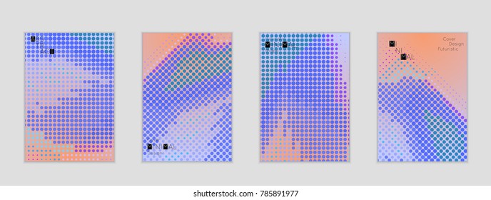 Minimal cover banner template. Geometric halftone gradient texture. Futuristic abstract modern pattern with halftone color effect creating digital art.