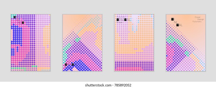 Minimal cover banner template. Geometric halftone gradient texture. Futuristic abstract modern pattern with halftone color effect creating digital art.