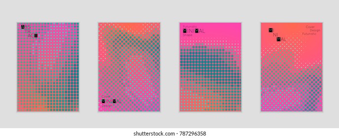 Minimal cover banner template. Geometric halftone gradient texture. Futuristic abstract modern pattern with halftone color effect creating digital art.